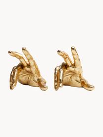 Set di 2 fermalibri Holding Fingers, Poliresina laminata, Dorato, Larg. 16 x Alt. 21 cm