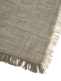 Runner in cotone verde con frange Ivory, 100% cotone, Verde, Larg. 40 x Lung. 150 cm