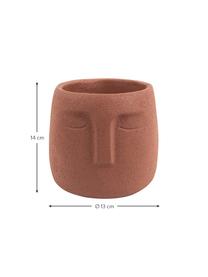 Kleine betonnen plantenpot Face in terracotta, Keramiek, Bruin, Ø 12,5 x H 14 cm