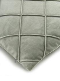 Fluwelen kussenhoes Luka in saliegroen met structuur-ruitpatroon, Fluweel (100% polyester), Saliegroen, B 30 x L 50 cm