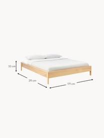 Cama de madera Tammy, Madera chapada en roble, Madera de roble, An 180 x L 200 cm