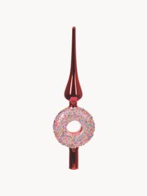 Estrella punta de Árbol de Navidad Donut, Vidrio, Rojo, rosa, Ø 9 x Al 31 cm