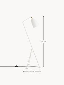 Lámpara de lectura pequeña regulable Gräshoppa, Lámpara: acero con pintura en polv, Cable: plástico, Blanco brillante, Al 125 cm