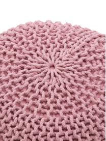 Ručně vyrobený pletený puf Dori, Růžová, Ø 55 cm, V 35 cm