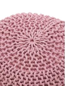 Handgefertigter Strickpouf Dori in Rosa, Bezug: 100% Baumwolle, Rosa, Ø 55 x H 35 cm