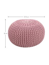 Handgefertigter Strickpouf Dori in Rosa, Bezug: 100% Baumwolle, Rosa, Ø 55 x H 35 cm