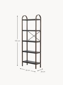 Metall-Regal Bellwood, Gestell: Holz, Ablage: Metall, beschichtet, Schwarz, Dunkles Holz, B 61 x H 170 cm