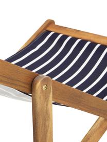Składany leżak Zoe, Stelaż: lite drewno akacjowe, ole, Ciemny niebieski, biały, S 59 x G 84 cm