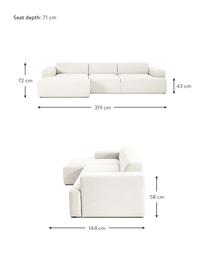 Ecksofa Melva (4-Sitzer) in Beige, Bezug: Polyester Der hochwertige, Gestell: Massives Kiefernholz, Spa, Füße: Kiefernholz Die Füße befi, Webstoff Beige, B 319 x T 144 cm