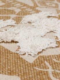 Katoenen boho vloerkleed Boa met hoog-laag patroon in mosterdgeel/wit, 100% katoen, Geel, wit, B 150 x L 200 cm (maat S)