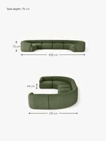 Modulární XL bouclé sedací souprava Sofia, Tmavě zelená, D 450 cm, Š 231 cm