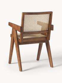 Chaise à accoudoirs en cannage Sissi, Bois de chêne foncé, cannage beige clair, larg. 52 x prof. 58 cm