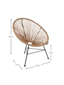 Loungesessel Bahia aus Kunststoff-Geflecht, Sitzfläche: Kunststoff, Gestell: Metall, pulverbeschichtet, Hellbraun, B 81 x T 73 cm