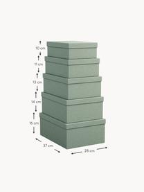 Aufbewahrungsboxen Joel, 5er-Set, Canvas, fester Karton, Salbeigrün, Set mit verschiedenen Größen