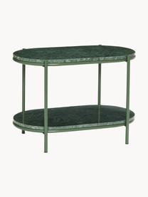 Oválný mramorový odkládací stolek Nusa, Tmavě zelená, mramorovaná, Š 58 cm, V 40 cm