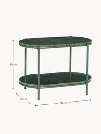 Mesa auxiliar ovalada de mármol Nusa, Bandeja: mármol, Estructura: metal recubierto, Mármol verde oscuro, An 58 x Al 40 cm