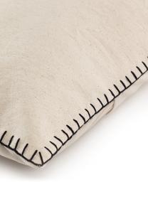 Katoenen kussenhoes Anahi met stiksels, 100% katoen, Beige, 45 x 45 cm