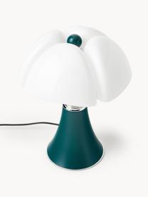 Veľká stmievateľná stolová LED lampa Pipistrello, Petrolejová, matná, Ø 40 x V 50-62 cm