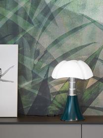 Velká stmívatelná stolní LED lampa Pipistrello, výškově nastavitelná, Petrolejová, matná, Ø 40 cm, V 50-62 cm