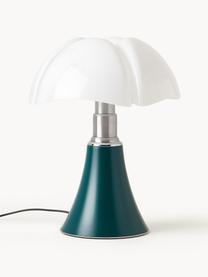Große dimmbare LED-Tischlampe Pipistrello, höhenverstellbar, Petrol, matt, Ø 40 x H  50 - 62 cm