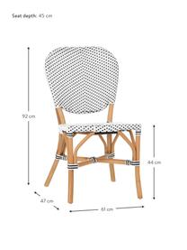 Sedia in rattan Laia, Rattan con intreccio in polietilene, Bianco, nero, Larg. 61 x Prof. 47 cm