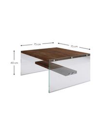 Konferenční stolek Yessi, Tmavé dřevo, transparentní, Š 75 cm