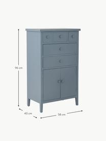 Cassettiera in legno Allison, Pannello di fibra a media densità (MDF), legno di abete, Grigio-blu, Larg. 58 x Alt. 96 cm