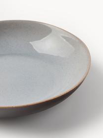 Hluboké talíře s reaktivní glazurou Hali, 4 ks, Glazovaná kamenina, Modrošedá s hnědým okrajem, Ø 21 cm, V 5 cm