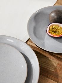 Suppenteller Hali mit reaktiver Glasur, 4 Stück, Steingut, glasiert, Hellgrau mit beigem Rand, Ø 21 x H 5 cm