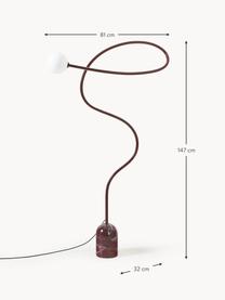 Stojací lampa s mramorovou podstavou Alina, Vínově červená, mramorovaná, V 147 cm