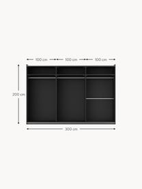 Modularer Schwebetürenschrank Leon, 300 cm Breite, mehrere Varianten, Korpus: Spanplatte, melaminbeschi, Schwarz, Basic Interior, B 300 x H 200 cm