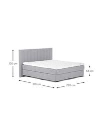 Letto boxspring premium Lacey, Materasso: a molle insacchettate a 7, Piedini: legno di faggio massiccio, Grigio, 200 x 200