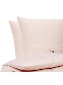 Pościel z satyny bawełnianej Yuma, Blady różowy, biały, szary, 155 x 220 cm + 1 poduszka 80 x 80 cm