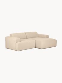 Divano angolare 3 posti Melva, Rivestimento: 100% poliestre Il rivesti, Struttura: pino massiccio, certifica, Tessuto beige, Larg. 239 x Alt. 143 cm, chaise-longue a destra