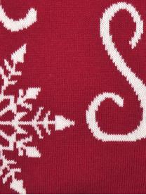 Strick-Kissenhülle Let it Snow in Rot/Weiss mit Schriftzug, Baumwolle, Rot, Cremeweiss, B 40 x L 40 cm