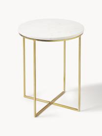 Table d'appoint ronde look marbre Alys, Blanc marbré, doré, Ø 40 x haut. 50 cm