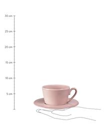 Taza de té con platito Constance, estilo rústico, Gres, Rosa, Ø 19 x Al 8 cm