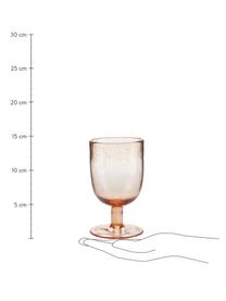 Verre à vin soufflé bouche rose Leyla, 6 pièces, Verre, Rose, transparent, Ø 8 x haut. 14 cm, 320 ml