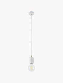 Kleine marmeren hanglamp Siv, Lampenkap: marmer, Wit, gemarmerd, Ø 6 x H 10 cm
