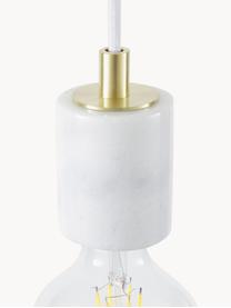 Lampada a sospensione piccola in marmo Siv, Paralume: marmo, Baldacchino: metallo rivestito, Bianco marmorizzato, Ø 6 x Alt. 10 cm