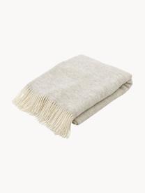 Manta de lana con flecos Tirol, Gris claro, An 140 x L 200 cm