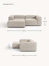 Modulares Ecksofa Lennon aus Leinen-Mix, Bezug: 50 % Viskose, 25 % Leinen, Gestell: Fichtenholz, Sperrholz, m, Leinen-Mix Grau, B 238 x T 180 cm, Eckteil links