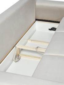 Canapé d'angle 3 places velours avec rangement Moghan, Velours beige, larg. 235 x prof. 100 cm