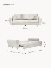 Fluwelen slaapbank Moghan (3-zits) met opbergruimte, Bekleding: polyester fluweel Met 50., Frame: massief grenen, triplex, , Poten: metaal, gelakt, Fluweel beige, zwart, B 235 x D 100 cm