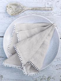 Serviettes en pur lin délavé Pom Pom, 4 pièces, Gris clair