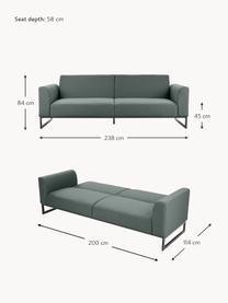 Slaapbank Josephine (3-zits), Frame: massief grenen en multipl, Geweven stof petrol, B 238 x H 85 cm