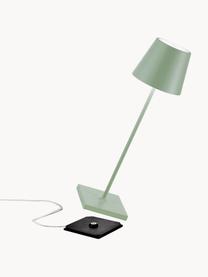 Lampada da tavolo portatile a LED con luce regolabile Poldina, Lampada: alluminio rivestito, Verde salvia opaco, Ø 11 x Alt. 38 cm