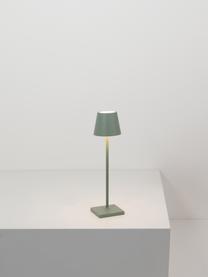 Lampada da tavolo portatile a LED con luce regolabile Poldina, Lampada: alluminio rivestito, Verde salvia opaco, Ø 11 x Alt. 38 cm