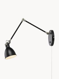 Verstelbare wandlamp House met stekker, Lampenkap: gecoat metaal, Zwart, D 84 x H 18 cm