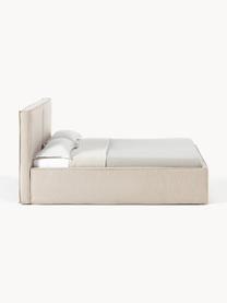 Gestoffeerd bed Dream met opbergruimte, Bekleding: polyester (gestructureerd, Frame: massief grenenhout en pla, Geweven stof beige, B 200 x L 200 cm